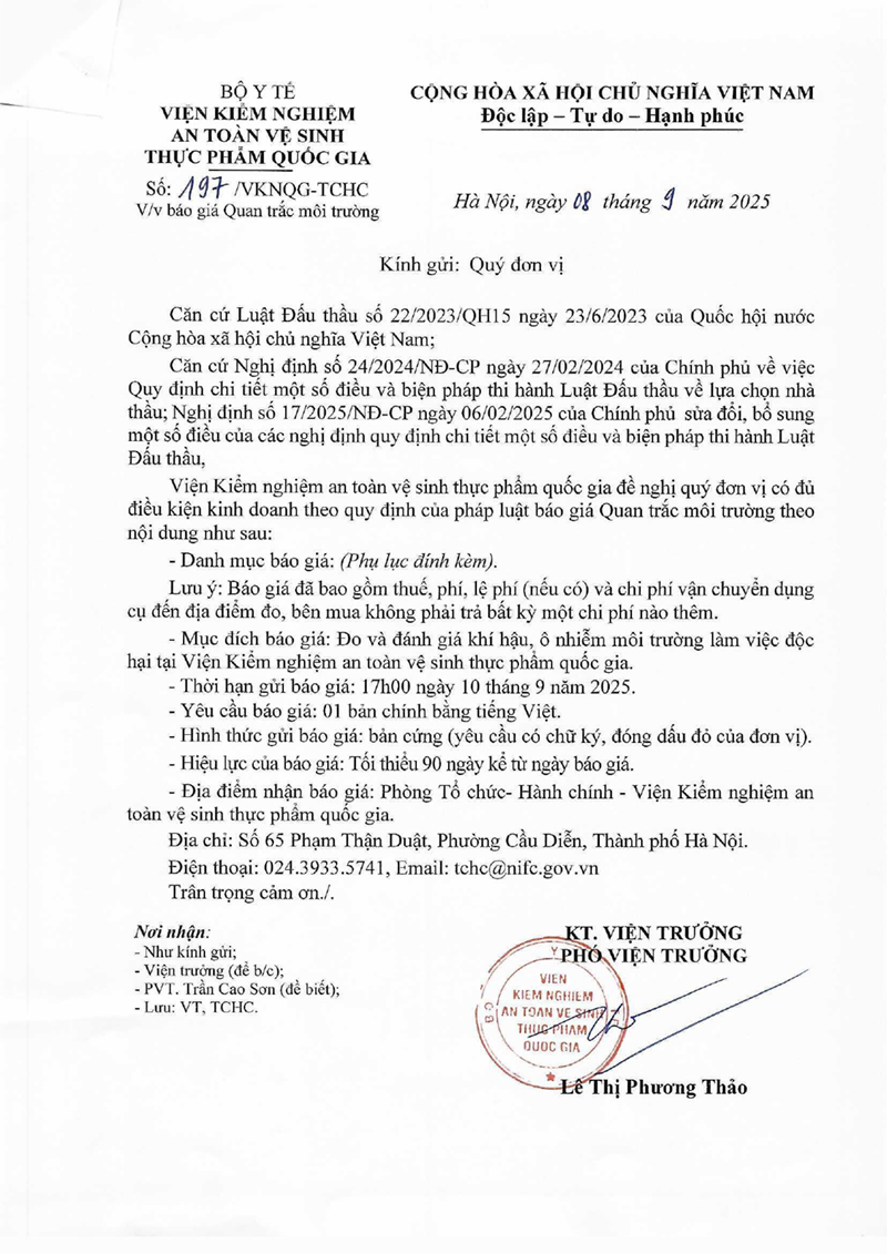Số 197-VKNQG- TCHC- Báo giá quan trắc môi trường-1